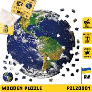 Erde Puzzle für Erwachsene, runde Holz Weltkarte Puzzle, Planet Erde Geschenk, Globus Puzzle, Machen Sie Ihre eigene Wohnkultur, handgemachtes Puzzle