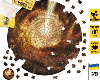 Houten Galaxy-puzzel, rond ruimtedecor voor volwassenen