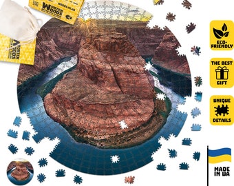 Circle Jigsaw Puzzles Grand Canyon Nature Themed Puzzle Set - Wooden Jigsaw Puzzles - Wood Puzzle