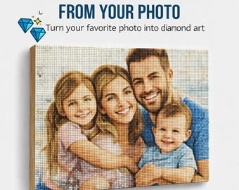 Aangepaste diamantschilderijset, gepersonaliseerde foto naar kunst, sprankelend geheugencadeau