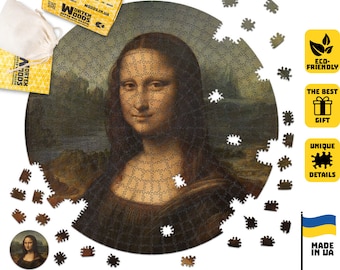 Circle Jigsaw Puzzles Mona Lisa Art Themed Puzzle Set - Wooden Jigsaw Puzzles - Wood Puzzle