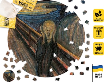 The Scream Wooden Jigsaw Puzzle - Art Themed Circle Puzzle