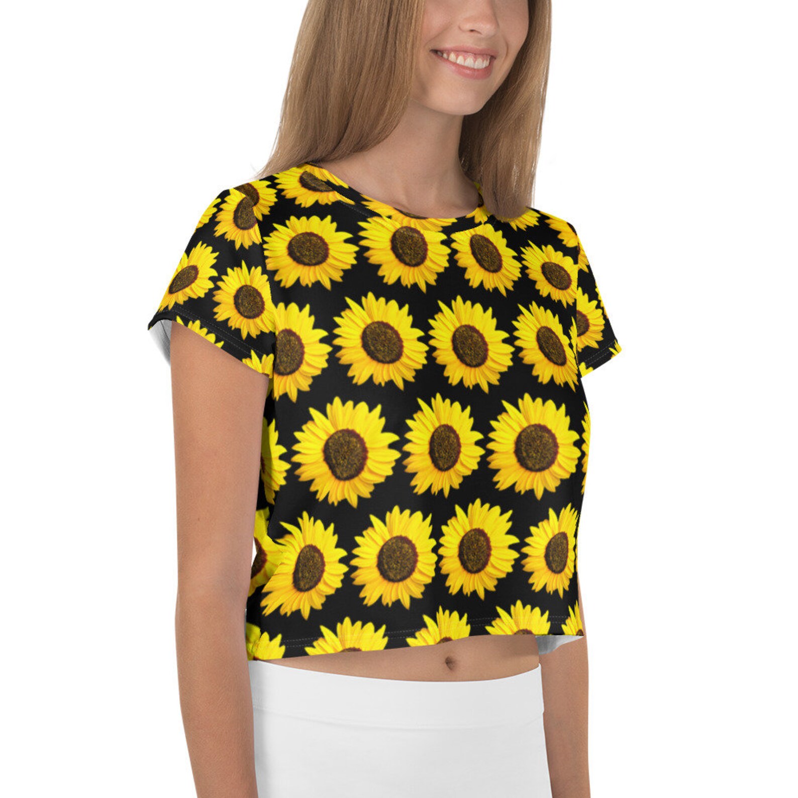 Sunflower Crop Top Shirt Sunflower Crop Tee Etsy