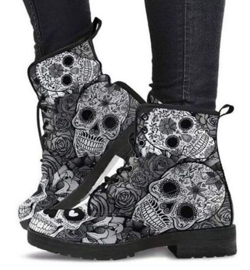 Women's Combat Bootie Punk Goth Boots Character Art - Etsy UK