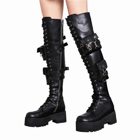 RYAN Punk Women's Platform Combat Boots Grunge - Etsy