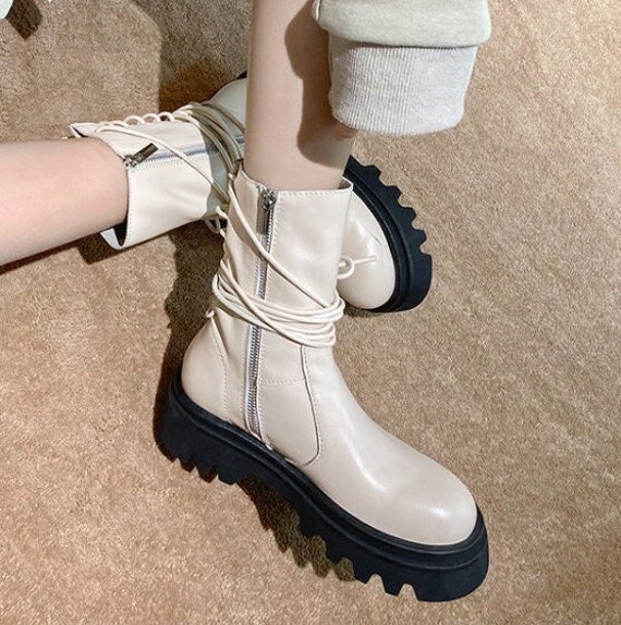 faith black lace up boots