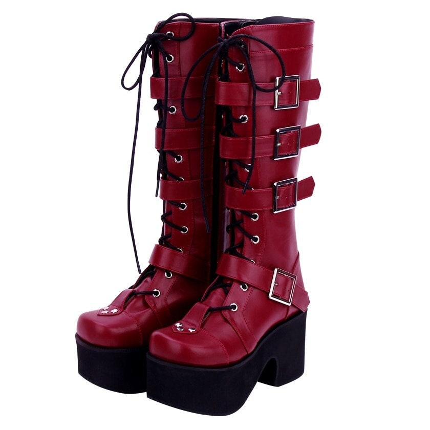 red platform boots
