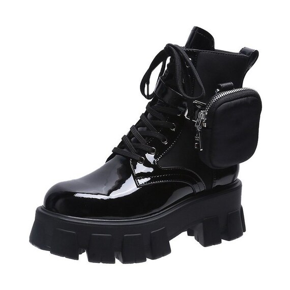 ROXY Platform Combat Boots Women's Black Ankle - Etsy Canada