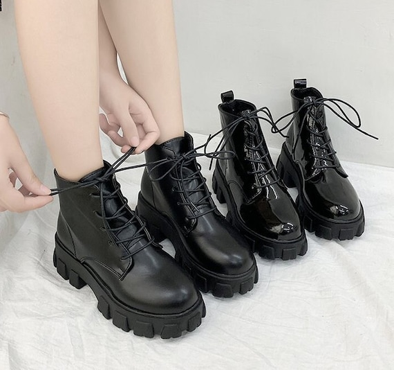 KELZ Low Ankle Combat Boots 90's Grunge Aesthetic Mall - Etsy Canada