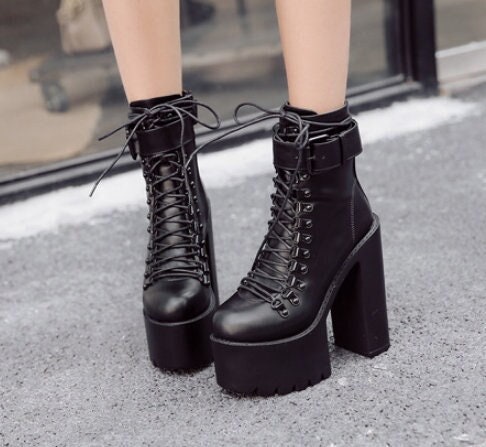 90s black platform boots