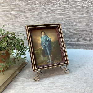 Vintage &quot;Blue Boy&quot; Print in Wood Frame: Cottagecore Wall Art
