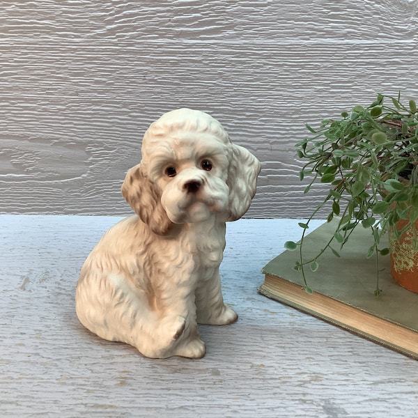 Vintage Porcelain Poodle Dog Figurine/ Doodle, Poodle Dog Sculpture/ Japan/ Dog Lover
