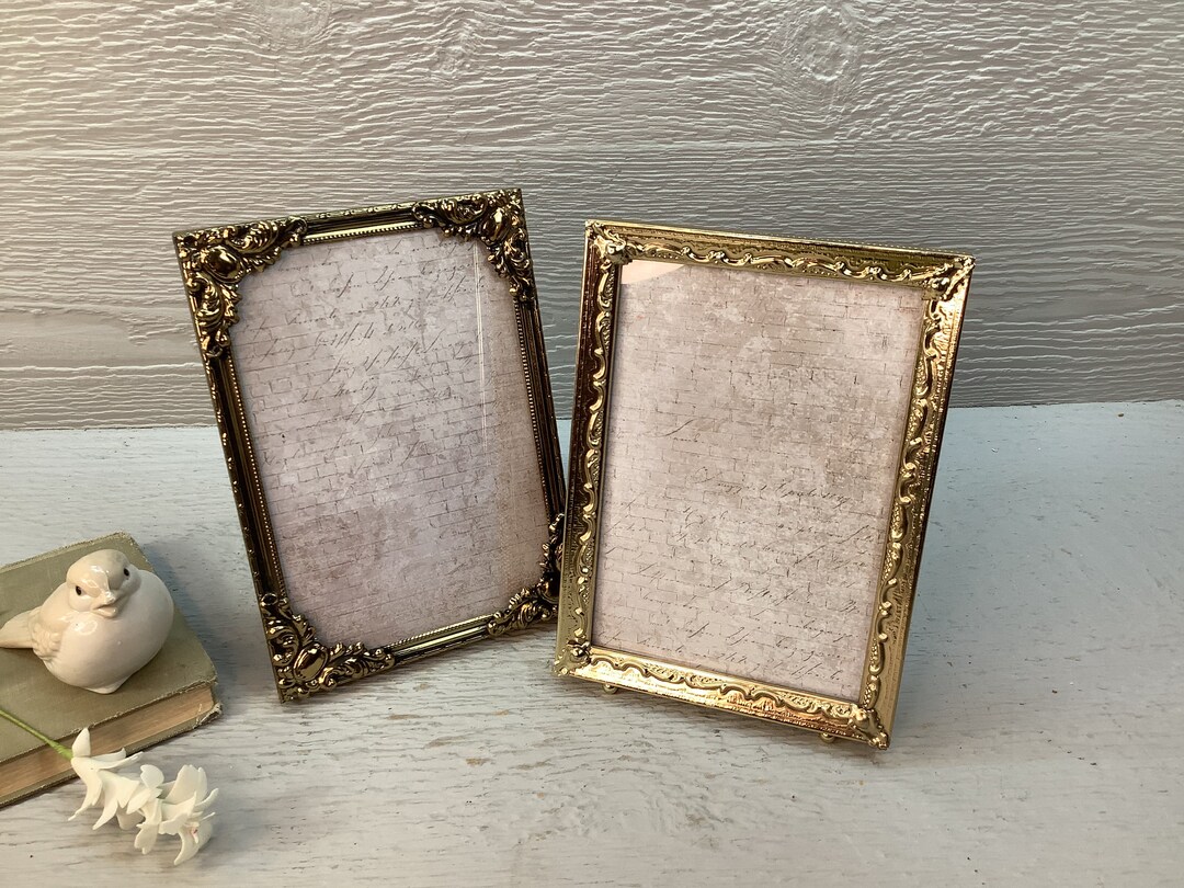 Vintage Set of 2 Ornate Gold Metal Picture Frames/ Gold Toned Metal ...