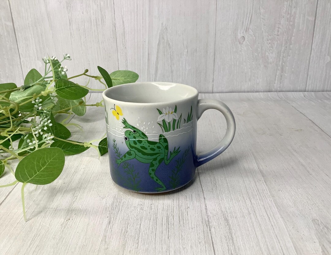 Vintage Stoneware Frog Mug: Hand-painted Ceramic Coffee Cup - Etsy