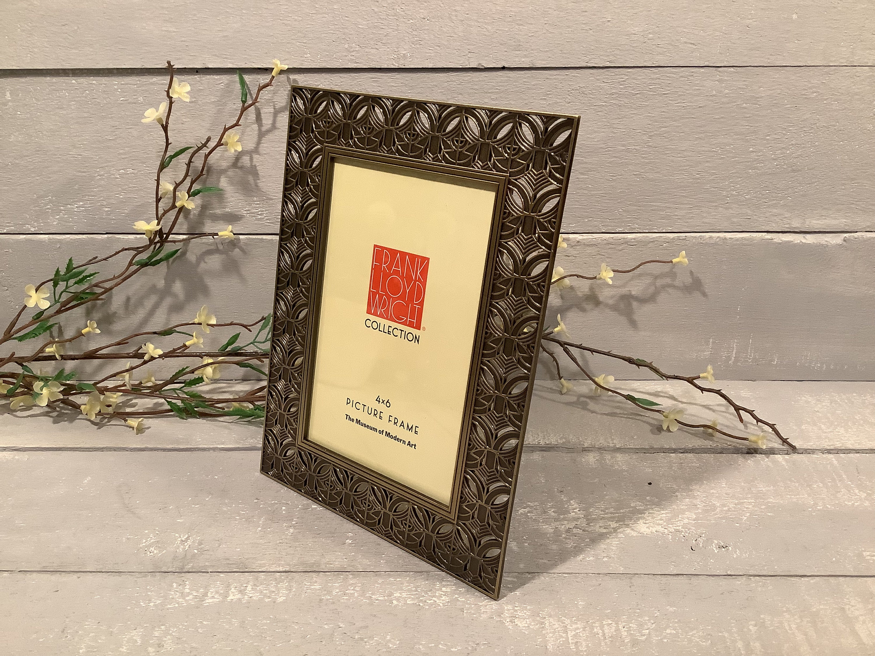 Frank Lloyd Wright Picture Frame/ Metal Gold Tone Art Deco Design