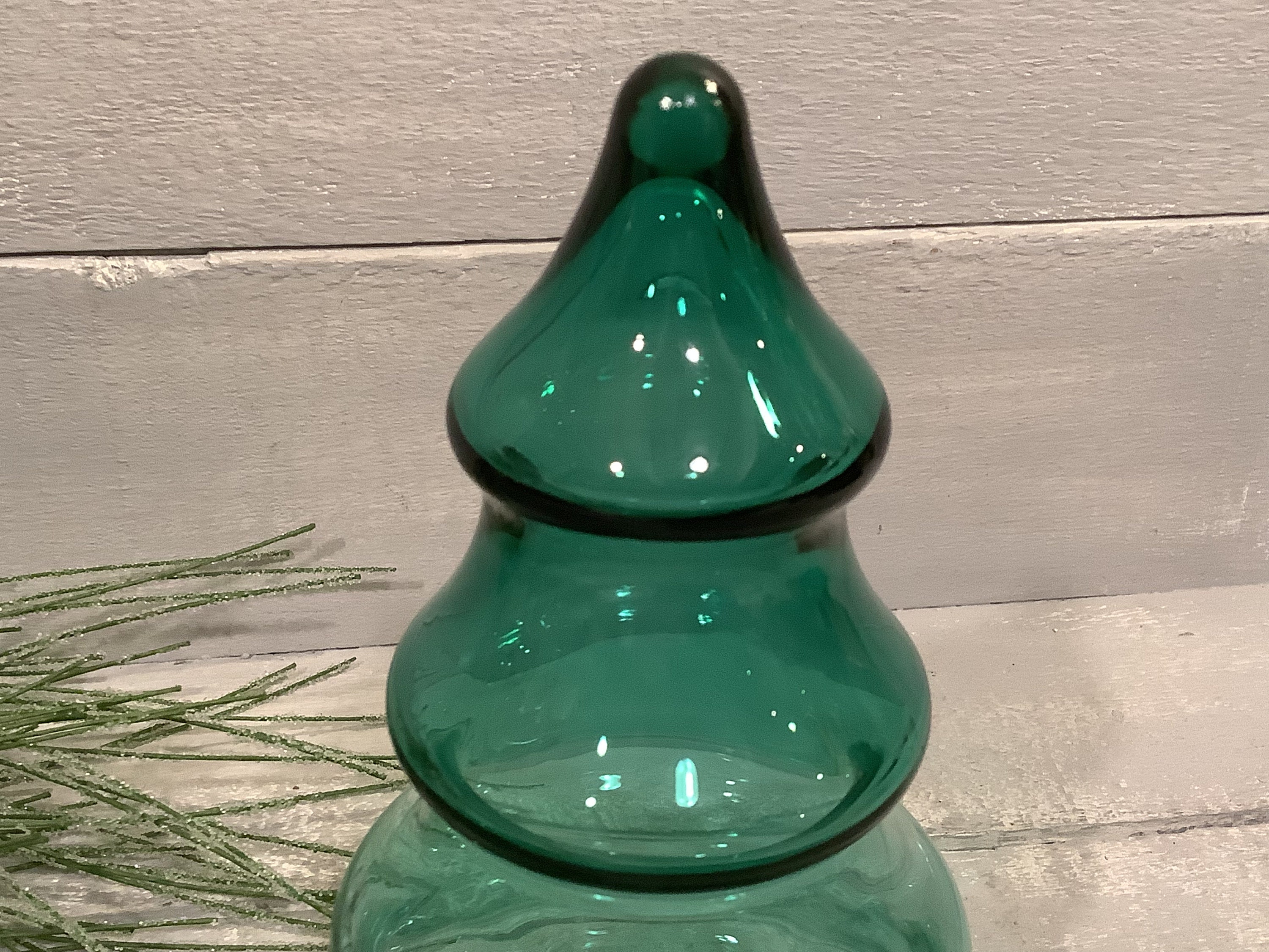 Vintage Green Glass Christmas Tree Jar/ Green Glass Tree Candy Etsy