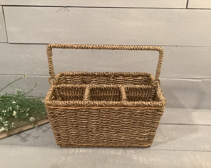 Wicker Utensil Basket Caddy/ Wicker Utensil Napkin Holder/ Etsy