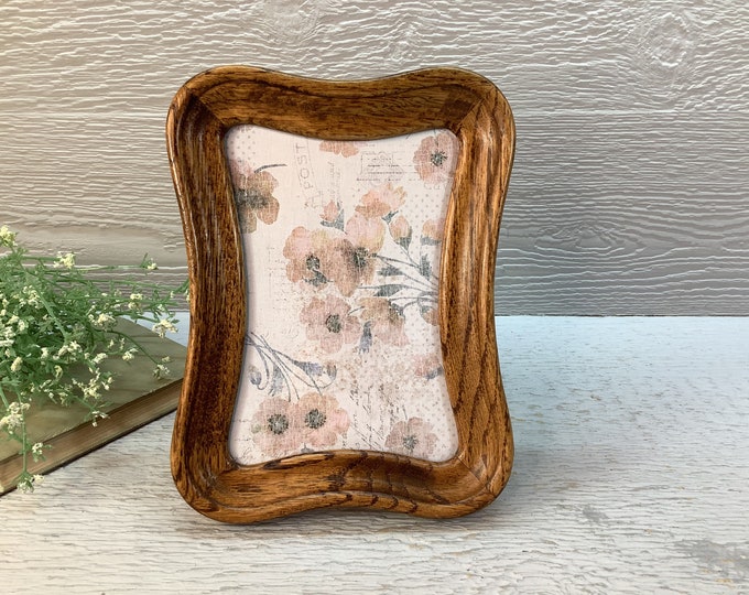 Vintage Wooden Rounded Corner Picture Frame/ Solid Oak Wood Photo Frame