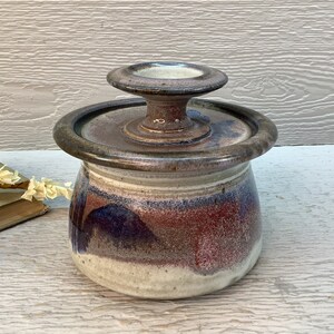 Pottery Jar with Lid/ Clay Pottery Bowl, Salt Cellar, Sugar Bowl/ Boho/ Primitive/ Rustic Farmhouse