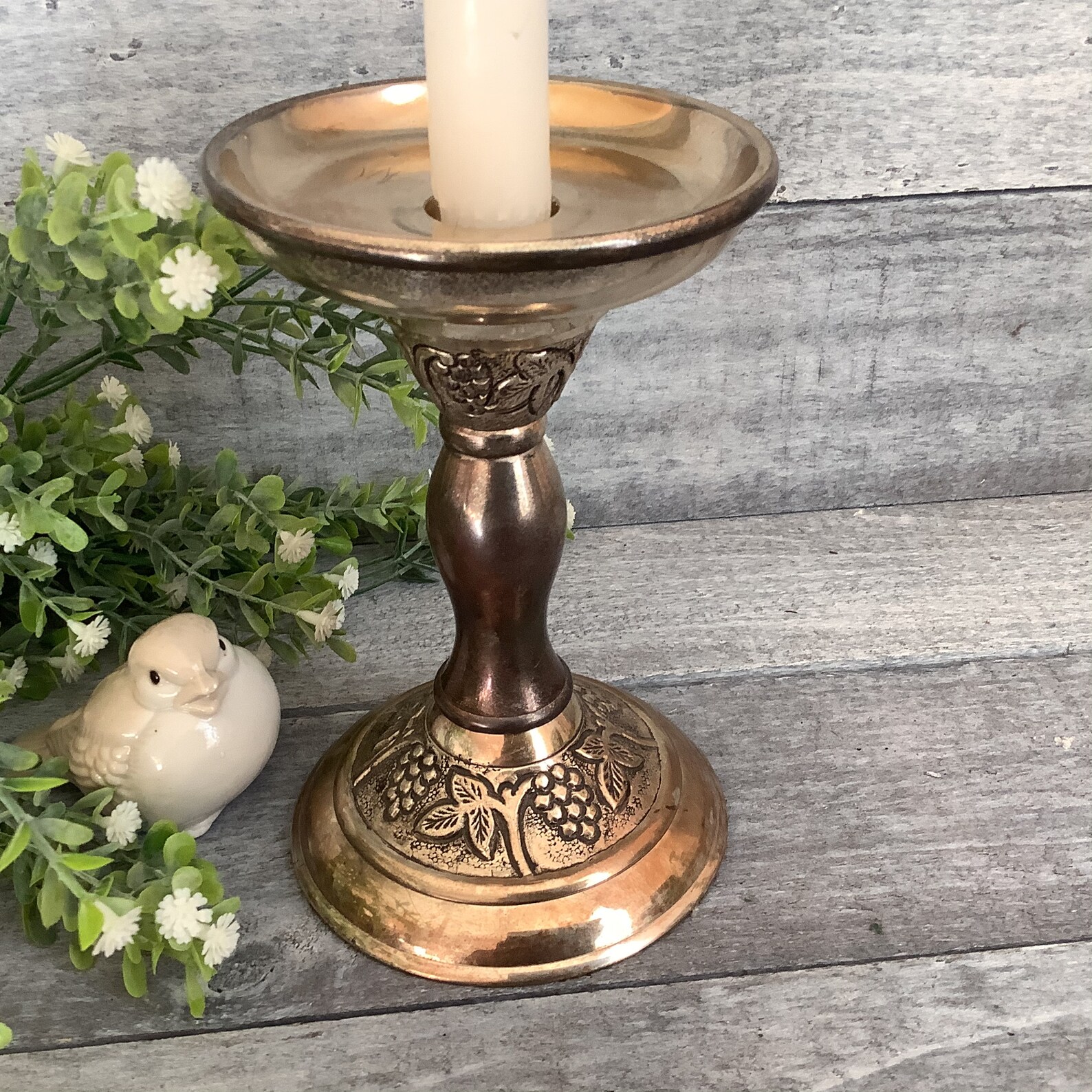 Vintage Silverplated Candle Holder/ Metal Silver Plate Etsy