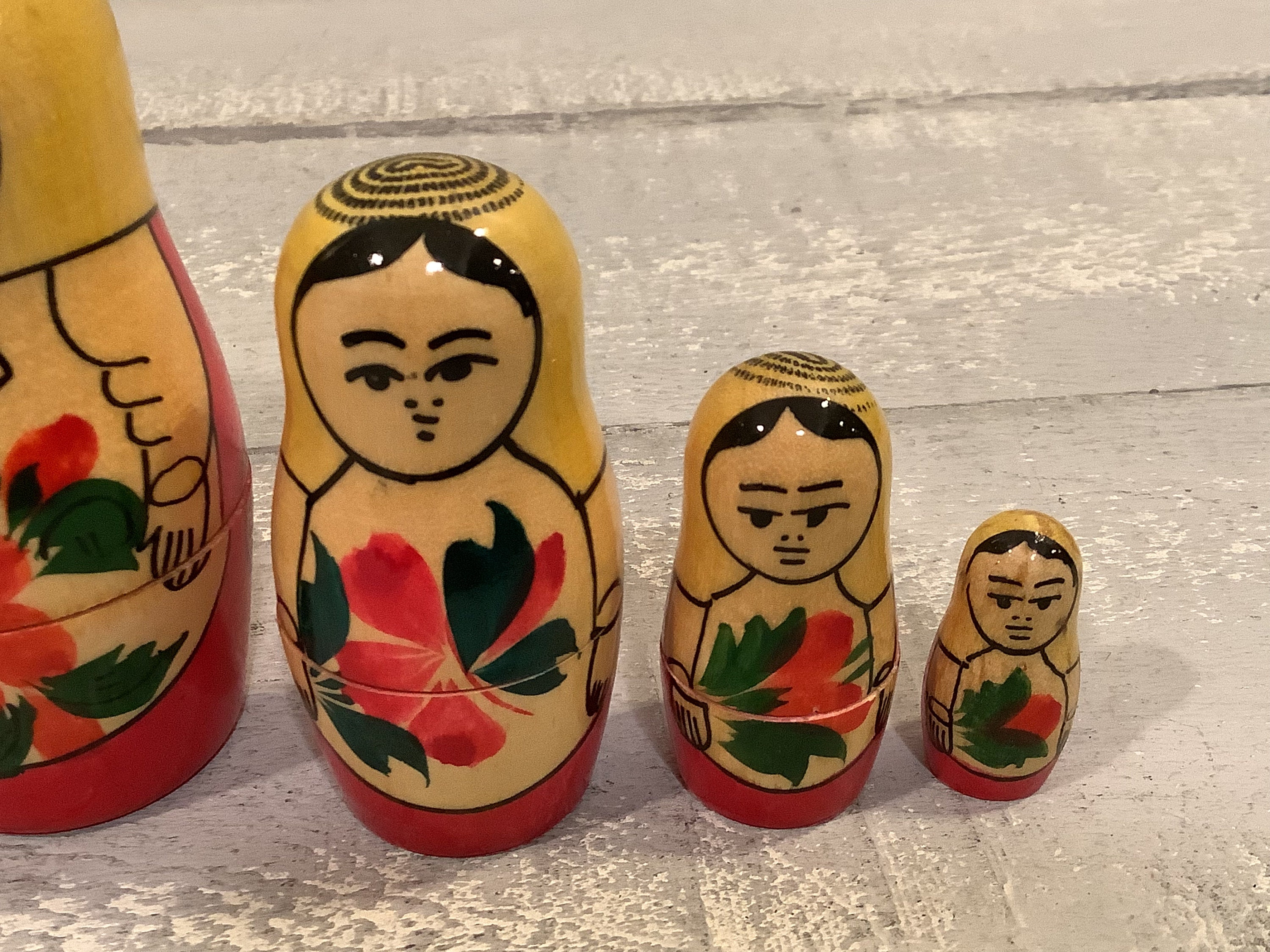 Vintage Wooden Russian Nesting Doll/ Wood 6 Piece Nesting Etsy