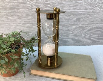 Vintage Gold Toned Brass Hourglass/ Penco Decorative Brass 15 Minute Timer, Hour Glass/ Taiwan/ Victorian/ Cottagecore/ Boho Chic