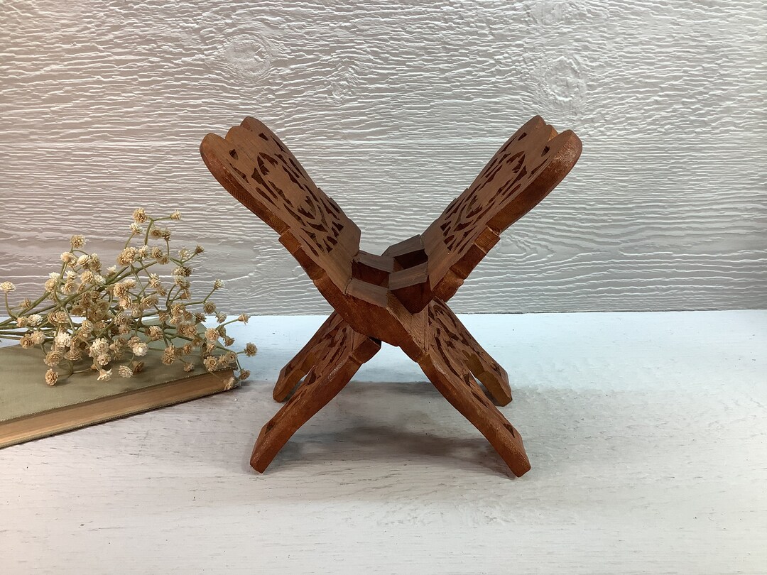 Vintage Carved Wooden Tabletop Book Stand/ Small Wood Book Etsy