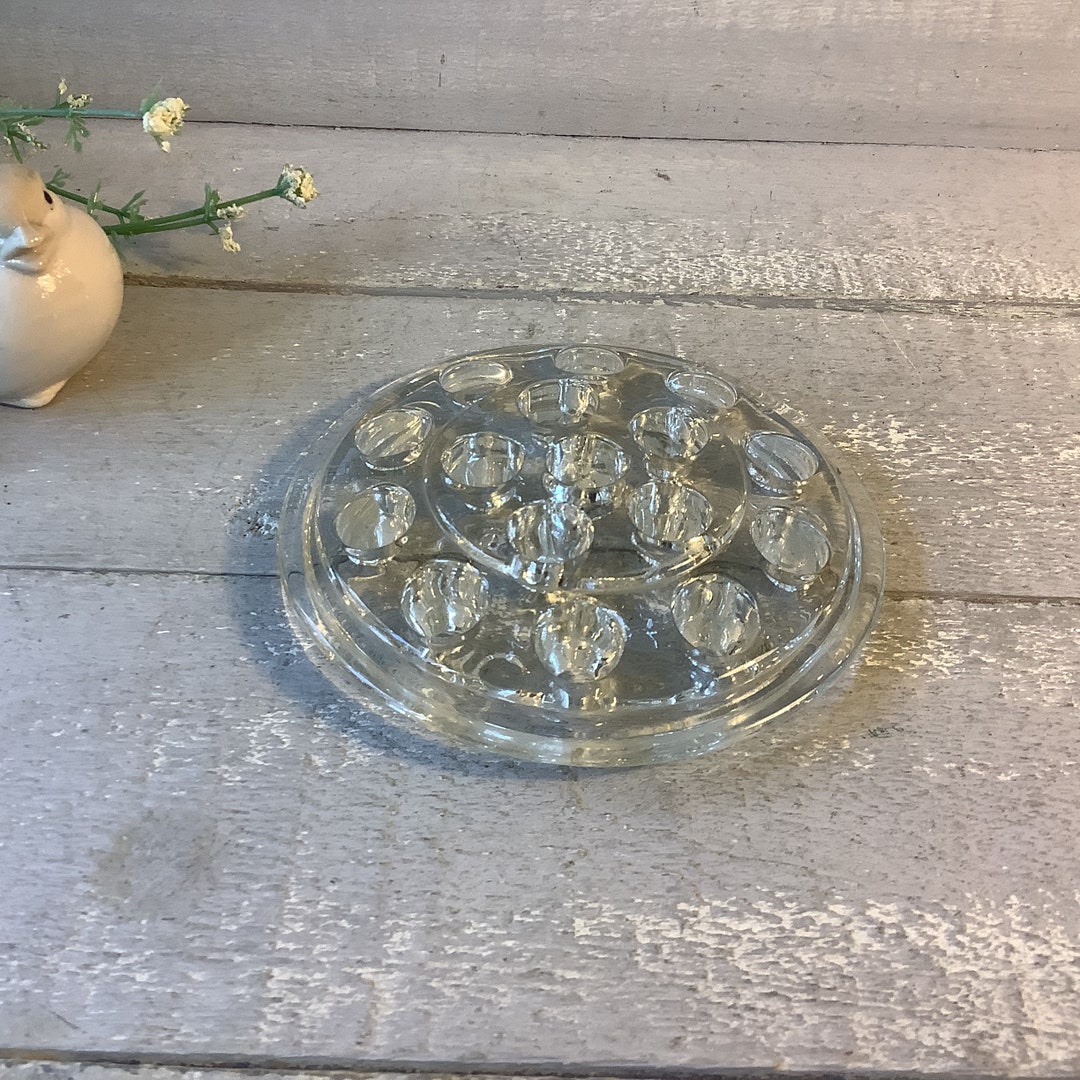 Vintage Clear Glass Flower Frog/ Glass Vase Inserts/ 16 Holes Etsy