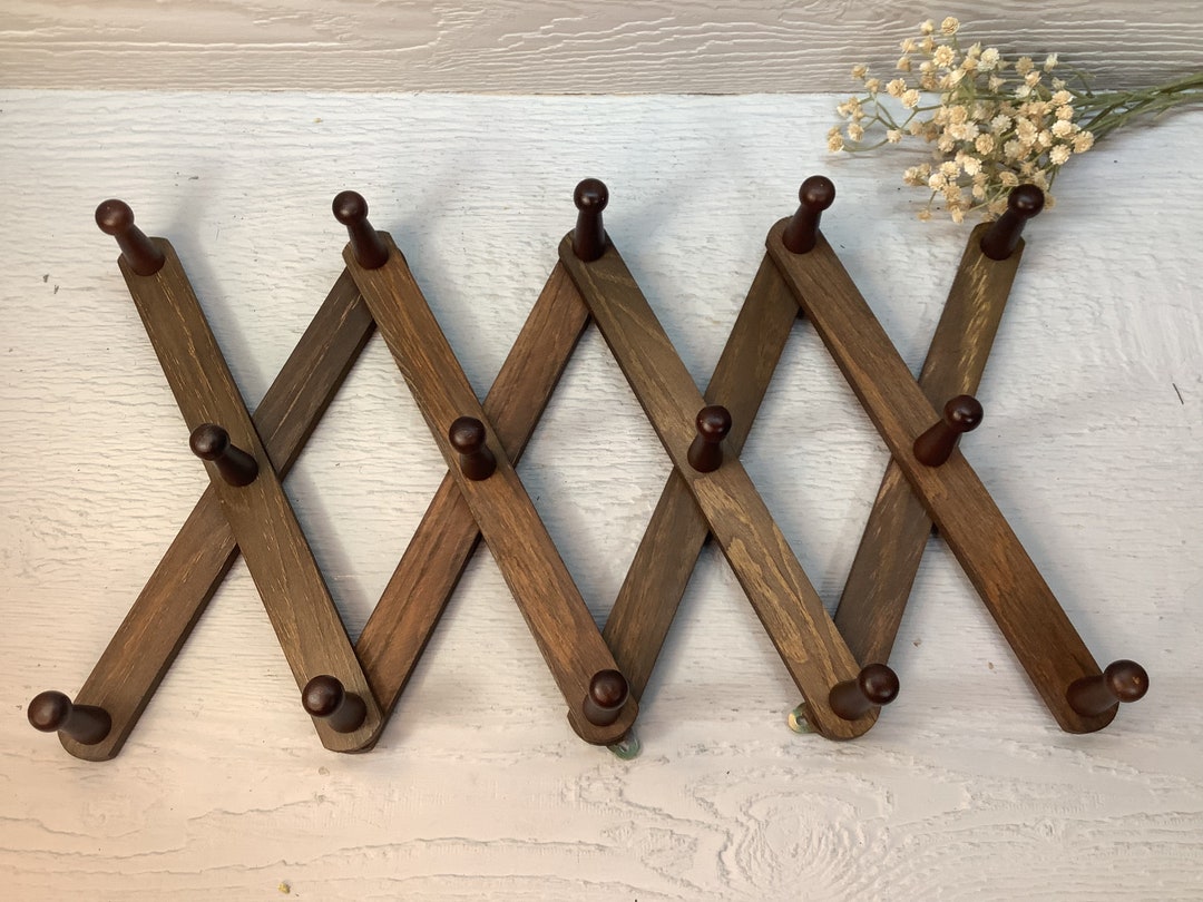 Oropy Wooden Accordion Peg Rack/ Dark Brown Wood 14 Peg Rack/ Etsy