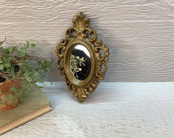 Vintage Small Burwood Framed Mirror/ Ornate Gold Toned Framed Mirror/ Small Accent Mirror/ Victorian/ French Country/ Gallery Wall