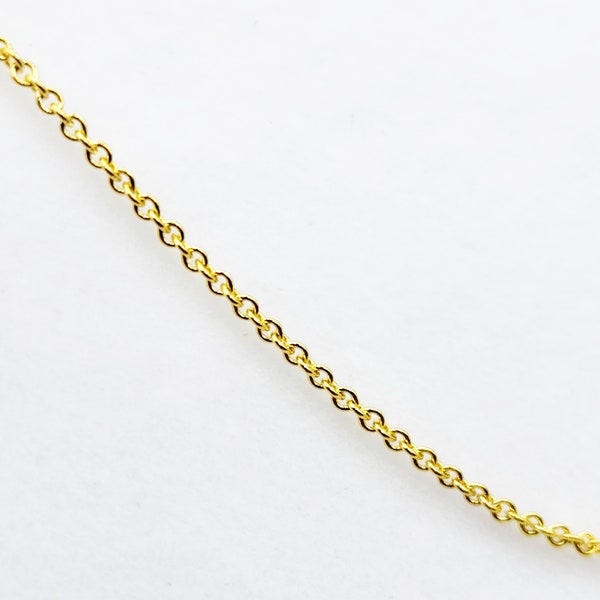 Chaîne Rolo en or jaune, chaîne Rolo en or massif de 1 mm, chaînes Rolo en or jaune 10 carats et 14 carats - Chaînes solides de 1 mm pour pendentifs