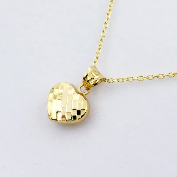 10K Yellow Gold 3Dハートチャーム ネックレス 10k Yellow Gold Polished Heart 18 Inch Necklace - DOM695 | JTV