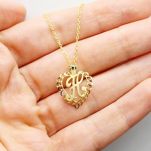 Collar con colgante de letra de oro, colgante de letra H de oro amarillo de 10 quilates, delicado collar con letra de oro, regalo para ella, regalo de cumpleaños