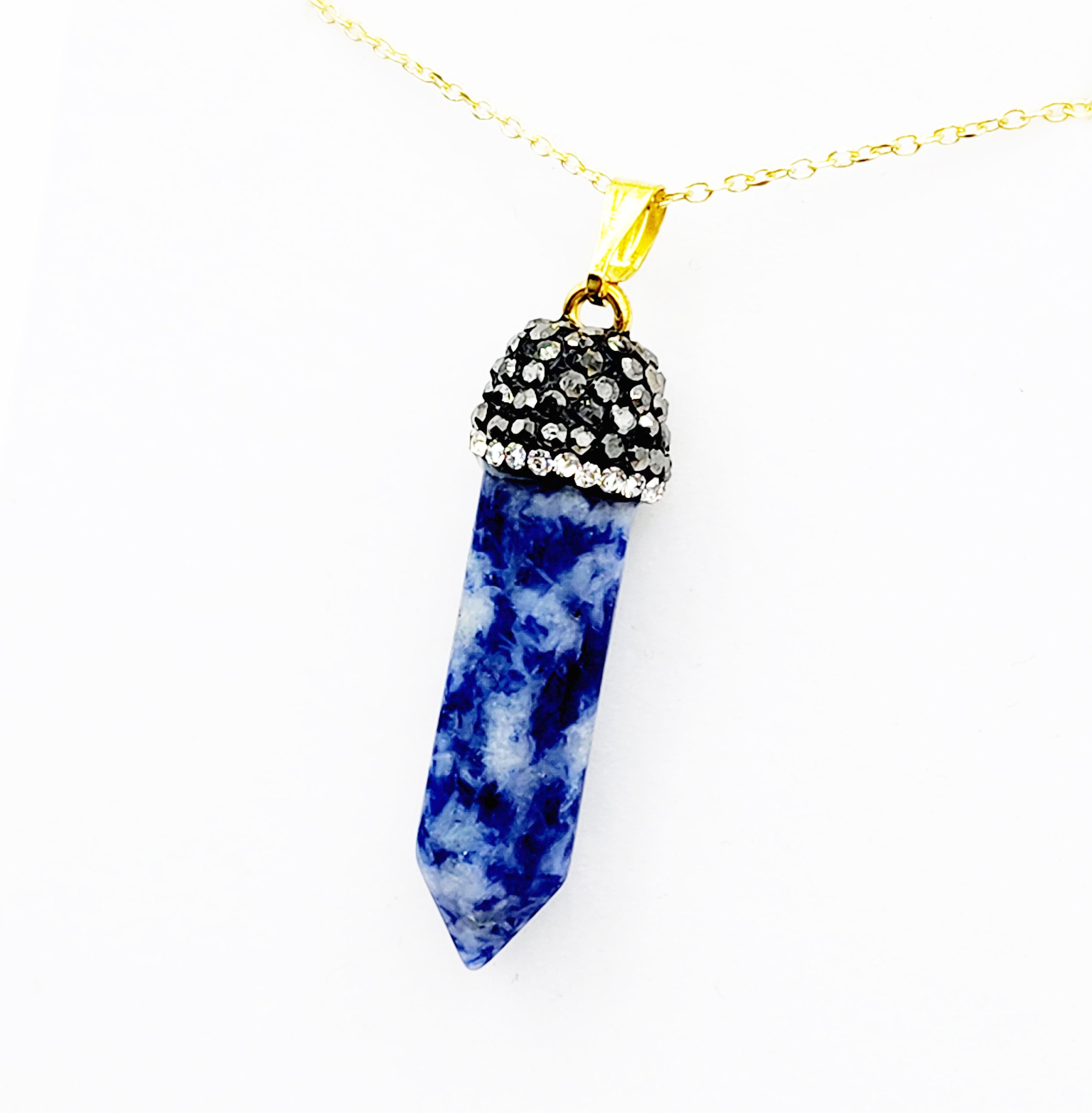 Lot De 2 Pendentifs En Jaspe Tacheté Bleu Naturel - 29 Mm - NEUF - Sans Marque