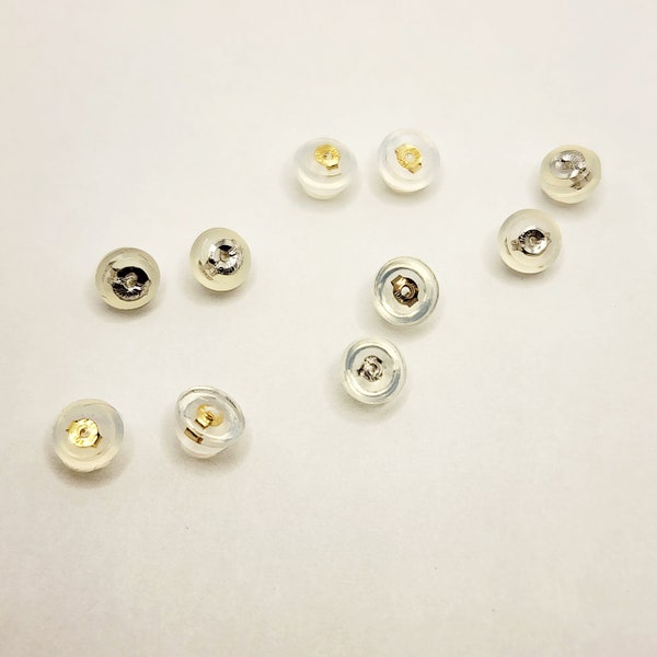 Silicone Backs Stud Earrings,  Gold and Silver Earrings Backs, Silicone Ear Stud Back Stoppers, Earring Clutches, Hypo Allergenic