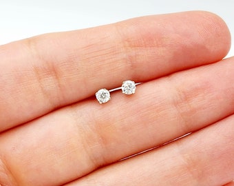 14K White Gold Diamond Stud Earrings, Natural Diamond Earrings, Solitaire Diamond Studs, 0.25 Carat Diamond Earrings
