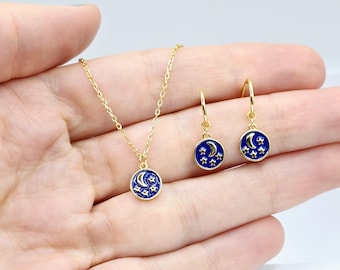 Conjunto de collar y pendientes de plata de ley chapada en oro, circonitas cúbicas