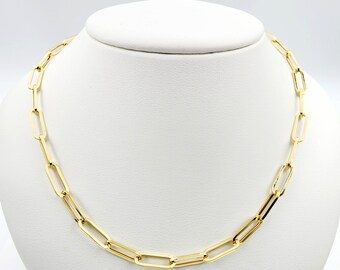 3.5mm Paper Clip Chain Necklace in Solid 10K Gold - 18