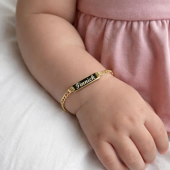 Gold Baby ID Bracelet: Engravable 10K Gold, Child Size - Etsy