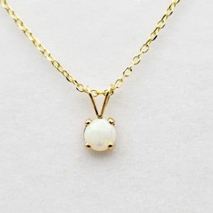 Gold Genuine Opal Pendant Necklace, 14K Yellow Gold Opal 5x5mm Pendant, October Birthstone, Opal Jewelry, Opal Necklace, Opal Gemstone