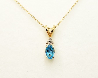 Hanger met blauwe topaas in 10 karaats geelgoud | Geboortesteen van december ketting