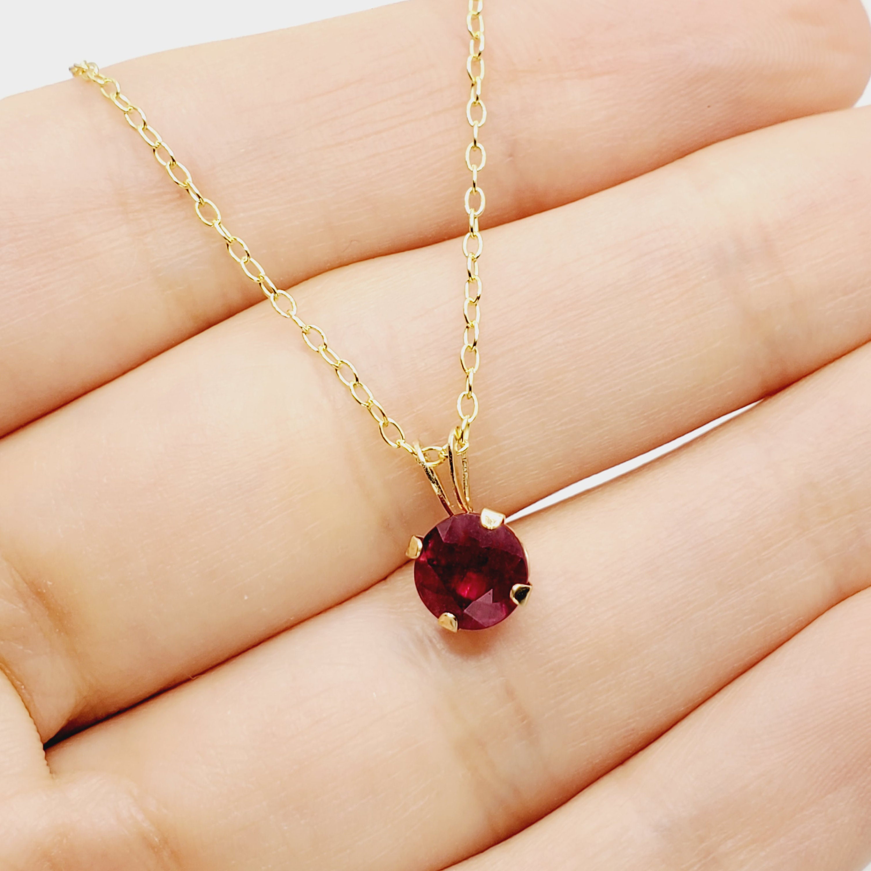 Gold necklace online with ruby pendant