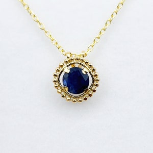 Gold Blue Sapphire Pendant | 10K Yellow Gold Milgrain Genuine Blue Sapphire 6x6mm Pendant | Blue Sapphire Necklace for Women