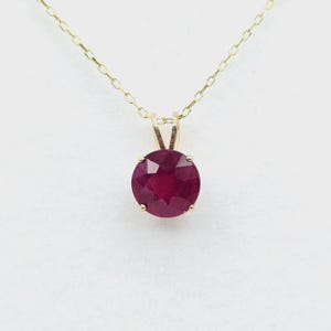 Solid Gold Ruby Pendant, 10K Yellow Gold Ruby 8x8mm Pendant, Birthstone Necklace, Handmade Pendant, Birthday Gift, July Birthstone