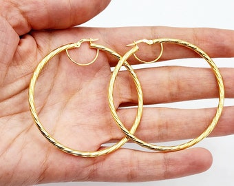 Orecchini A Cerchio 4 Cm Canna Tonda Lucida In Oro Giallo O Bianco - Foto 4