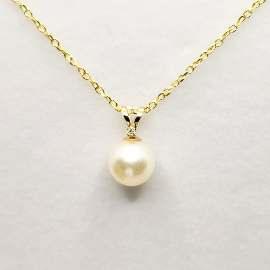 14K Gold Pearl Pendant Necklace June Birthstone Cultured - Etsy