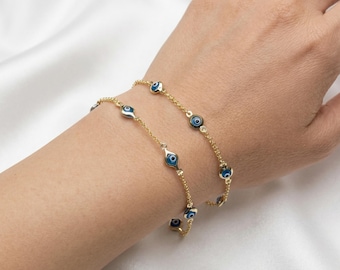 10 kt geelgouden boze oog-bedelarmband | Good Luck-amulet, zinvol cadeau