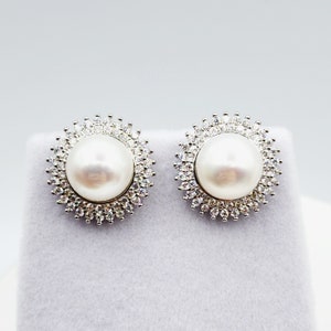 Sterling Silver Genuine Freshwater Pearl Stud Earrings, Big Pearl 8mm Earrings, June Birthstone, Natural Pearl Jewelry