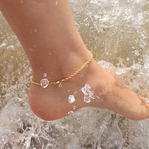 10K Yellow Gold Italian Rope Anklet, 2.6mm Chain 画像 2