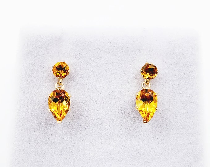 14k yellow gold citrine stud earrings birthday gifts for her jewelry